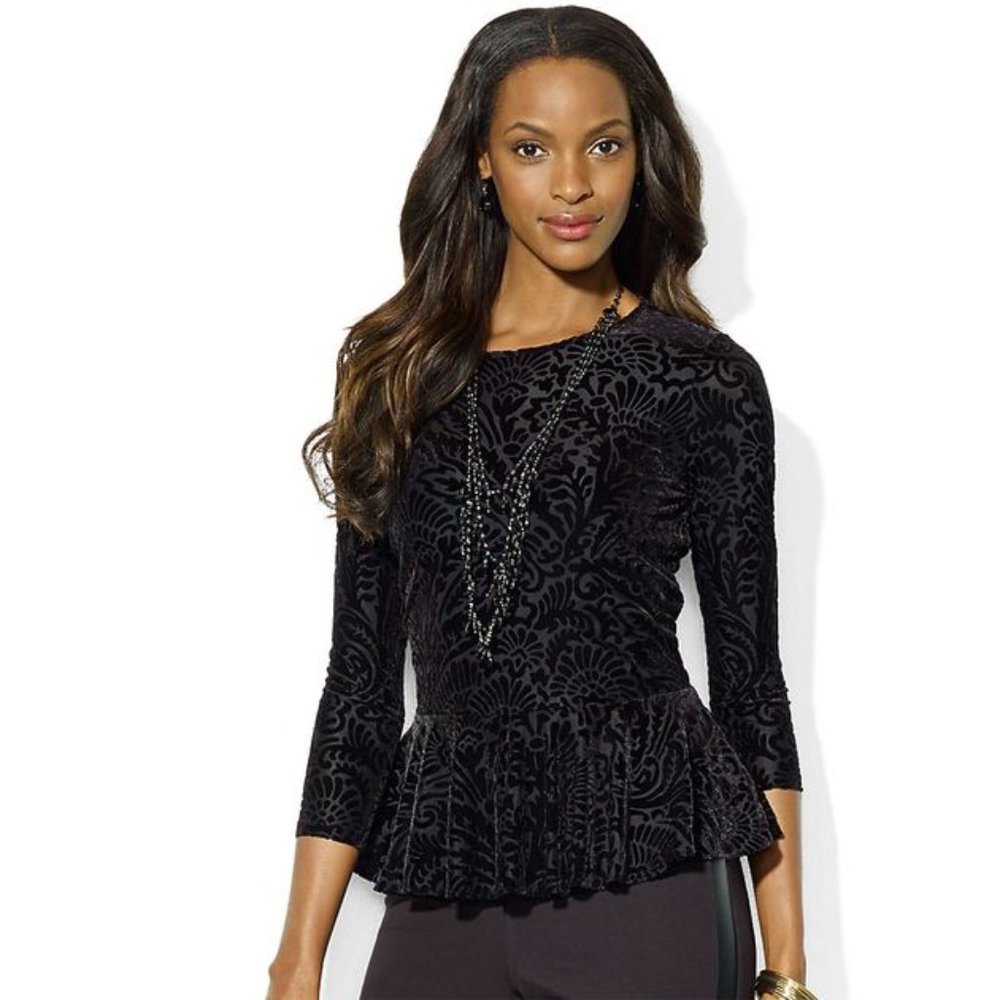 Lauren Ralph Lauren Velvet Peplum Top